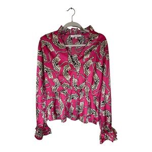 Pink Leopard Print Blouse